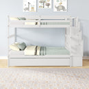 Twin Over Twin Bunk Beds With Twin Trundle And Stairway Storage Function by Unique Piece Furniture