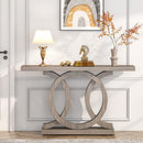 Console Table With Geometric Base For Living Hallway - Gray by HouseOfZazla