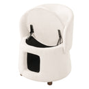 Beige Pet Friendly Chair with Hidden Pet Nook, Convertible Stool, Storage Seat by HouseOfZazla