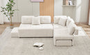 91.73" L-shaped Sofa Sectional Sofa Couch with 2 Stools and 2 Lumbar Pillows for Living Room, Biege