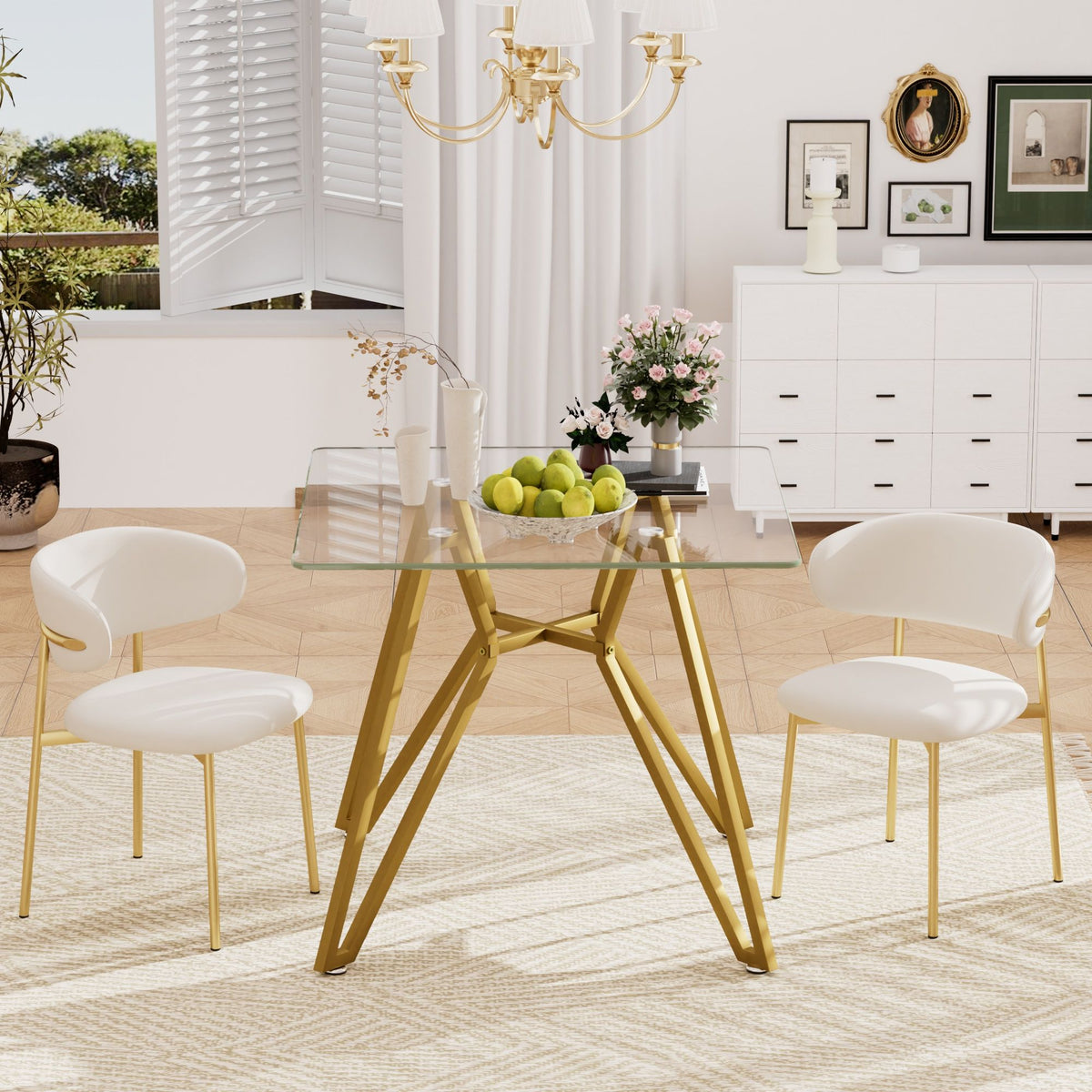 Modern Glass Dining Table With Metal Legs, photo 7 of 8
