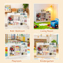 Bookshelf And Toy Storage, 3 Tier Montessori Bookcase With Stuffed Animal Organizer - White by HouseOfZazla