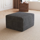 Sofa Ottoman - No Assembly Required - Dark Grey Plush Corduroy Fabric