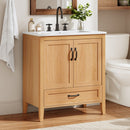 Elegant Fluted Bathroom Vanity With Sink, Soft Close Doors & Drawer by HouseOfZazla