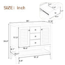 36" Bathroom Vanity without Sink, Cabinet Base Only, Two Cabinets and Drawers, Open Shelf, Solid Wood Frame, Grey
