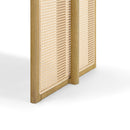 Natural Rubber Wood Dining Table with Rattan Accents
