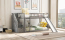 Twin Over Twin Bunk Stairway Bed With 2 Drawers And Slide - Gray by HouseOfZazla