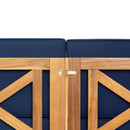 TOPMAX Outdoor 5-Piece Wood Sectional Patio Sofa Set with Blue Cushions by HouseOfZazla