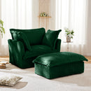 Upholstered Slipcovered Armchair with Ottoman Set (Set of 2)