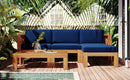 TOPMAX Outdoor 5-Piece Wood Sectional Patio Sofa Set with Blue Cushions by HouseOfZazla
