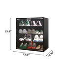 4 Layers Shoe Cabinet With Glass Door And Glass Layer Shoes Display Cabinet With LED Light Bluetooth Control - Black by HouseOfZazla