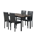 5 Piece Dinning Set With Faux Marble Top, Table & 4 Chairs - Black by HouseOfZazla