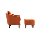 Accent Chair with Ottoman, Mid Century Modern Barrel Chair Upholstered Club Tub Round Arms Chair for Living Room