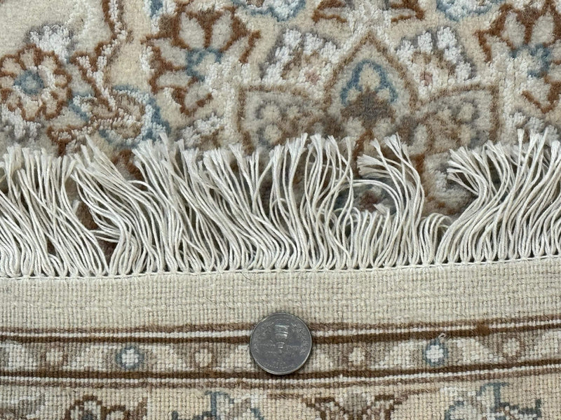 Small Persian Tabriz Rug 2.6 x 3.8, Vintage, Wool and Silk Highlights, Fine 225 KPSI