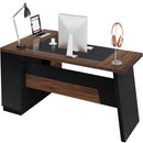 L-Shaped Executive Desk With File Cabinet & Drawers, Large Home Office Computer Workstation by HouseOfZazla