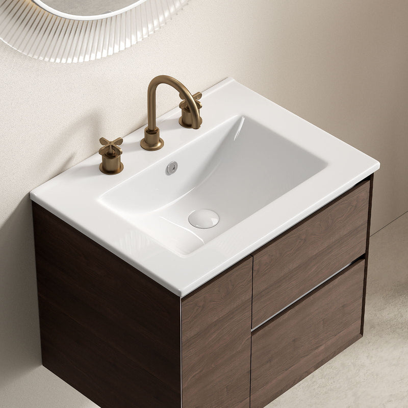 Vessel Sink With 3 Holes, Oval Design For Bathroom - Milk White, photo 8 of 9