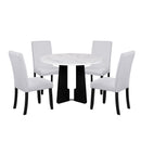 5 Piece Round Dining Table Set, Modern Dining Table And 4 Upholstered Chairs For Dining Room by HouseOfZazla
