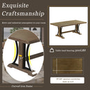 9-Piece Retro Style Dining Table Set 78" Wood Rectangular Table and 8 Dining Chairs for Dining Room (Natural Walnut)