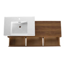 Wall Mounted Bathroom Vanity With Resin Sink And 2 Side Cabinet, 3 Soft Close Drawer - Brown Ebony by HouseOfZazla