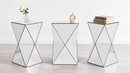 Silver Mirrored Geometric Side Table