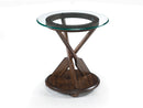 Beaufort - Round End Table With Base And Glass Top - Dark Oak