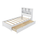 Platform Bed With Bookcase Headboard, Built-In Downlight, Charging Station, And 2 Side Drawers by HouseOfZazla