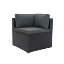 6 Pieces PE Rattan sectional Outdoor Furniture Cushioned Sofa Set with 3 Storage Under Seat Black Wicker + Dark Grey Cushion