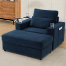 Modern Style Armchair Chaise Lounge Sofa Couch With Movable Storage Ottoman, USB Ports, Cup Holders, Phone Holder, Side Pockets by HouseOfZazla