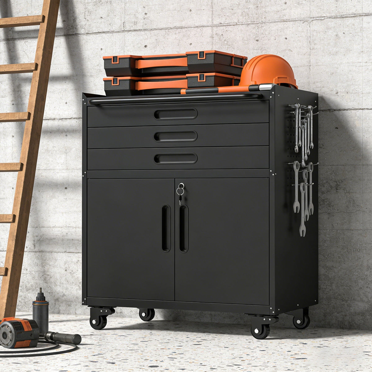 Rolling Tool Cabinet Heavy Duty Garage Storage With Lockable Doors, photo 15 of 16