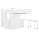 Loft Bed With Stairs, Bookshelf, Drawers, Desk & Wardrobe, Space Saving Multifunctional Furniture by HouseOfZazla