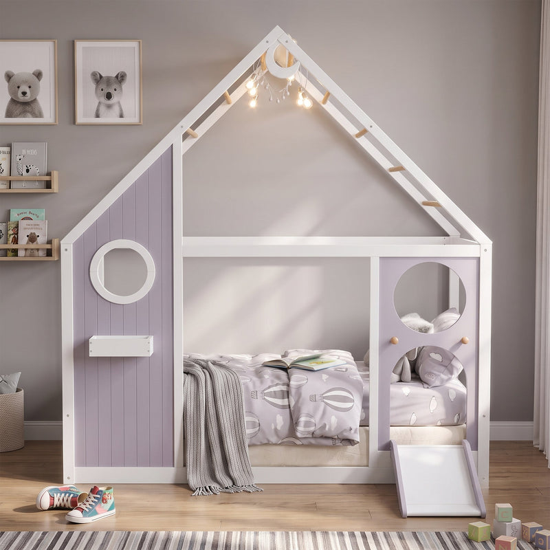Twin House Bed with Slide and Light Strip, photo 4 of 10