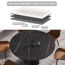 Modern Artificial Stone Round Carbon Steel Base Dining Table, Can Accommodate 6 People - Black / Gold by Unique Piece Furniture