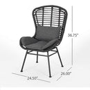 Cowan - Outdoor Wicker And Glass 3 Piece Chat Set With Cushions - Gray