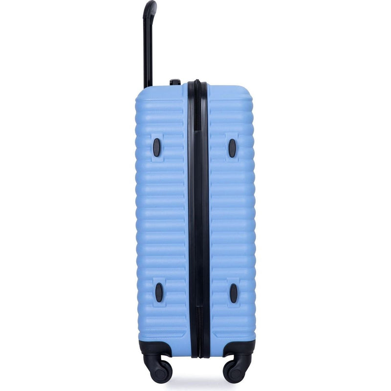 3 Piece Luggage Sets ABS Lightweight Suitcase with Two Hooks, Spinner Wheels, TSA Lock, (20/24/28) LIGHT BLUE