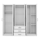 6-Doors Wooden Wardrobe Storage for Bedroom, with Big Drawers, White