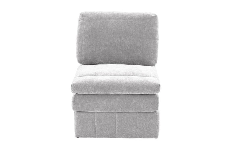 1pc Armless Chair Modular Plush Chair Sectional Sofa Living Room Furniture Granite Morgan Fabric- Suede