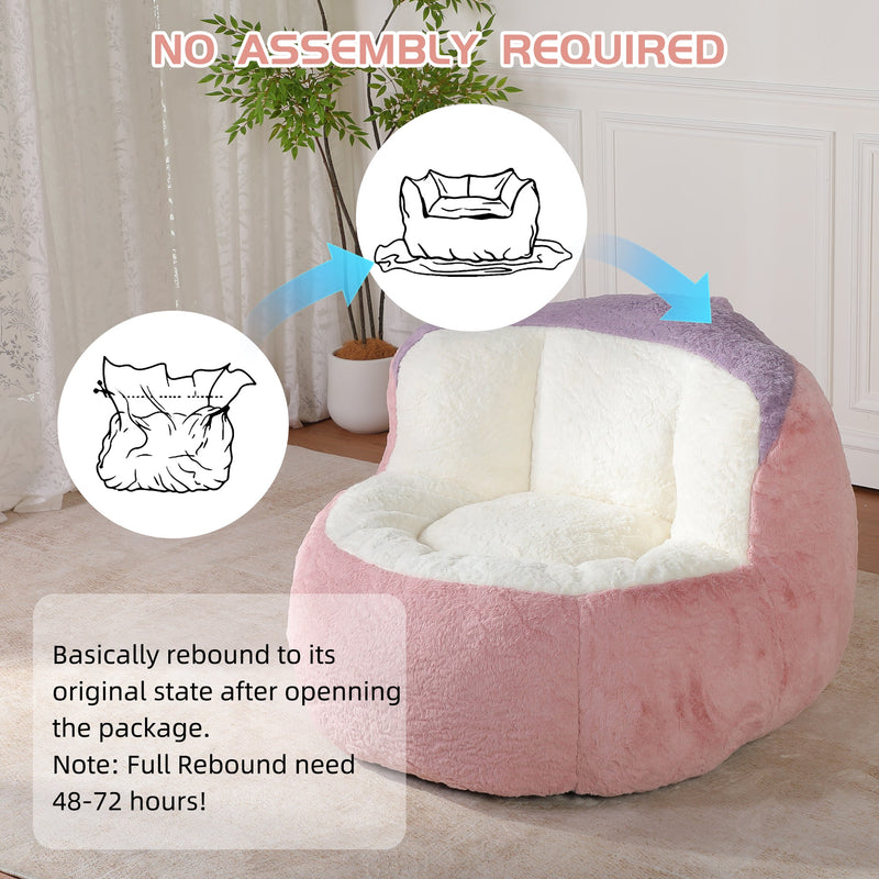 Oversized Multicolor Faux Fur Bean Bag Chair, photo 9 of 10
