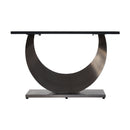 63" Modern Artificial Stone Crescent-Shaped Metal Legs, Can Accommodate 6-8 People - White / Black by HouseOfZazla