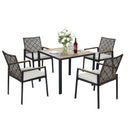 5 Piece Patio Dining Table Set, Acacia Wood Table Top With Umbrella Hole by HouseOfZazla