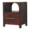 Solid Wood Arched Edge 1 Drawer Bedside