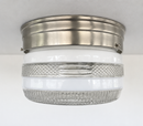 RETRO 1960's Antique DRUM Flush Mount Ceiling Light Brushed Nickel by The Lamp Goods