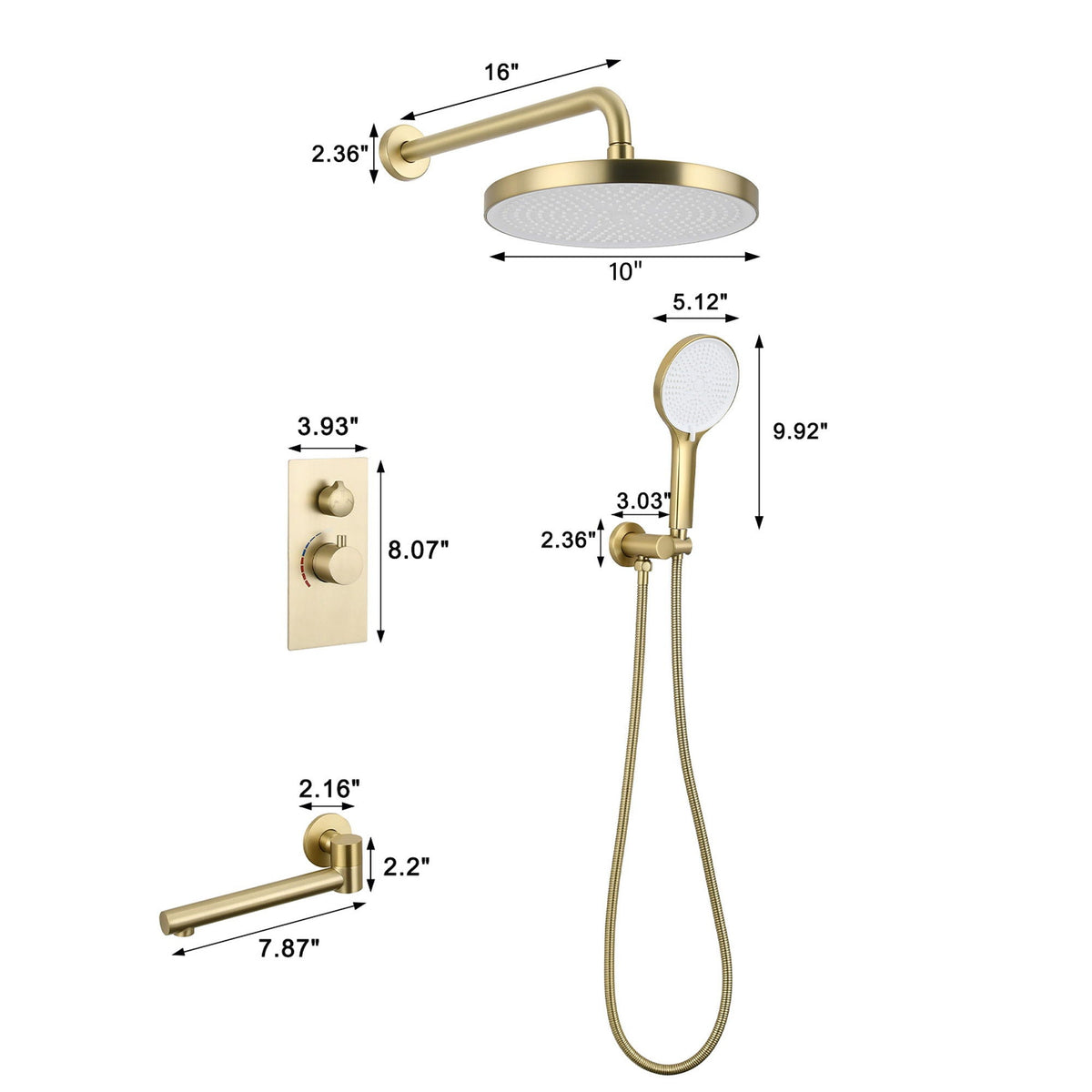 10" Shower System Set With Control Valve And Overhead Shower, photo 17 of 18
