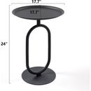 Lantern-shaped Metal End Table, Small Round Side Table, Modern Coffee Drink Cocktail Table, Small Accent Pedestal Table for Living Room Corners Small Spaces, 24'' Height