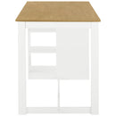 60"Lx30"W Solid Wood Farmhouse Counter Height Dining Table Set with 3-Tier Storage Shelves, Upholstered Dining Chairs for 4, 5-Piece, White