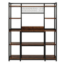 Baker's Rack With Hutch, 5 Tier Kitchen Storage Shelf, Freestanding Utility Pantry Organizer With Hooks And Microwave Stand - Black by HouseOfZazla