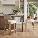 Penny - Round Arched Upholstered Counter Stool (Set of 2) - Travertine Beige by HouseOfZazla