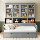 Daybed With Glass Door Storage Cabinets, Built In LED Lighting And Shelves by HouseOfZazla