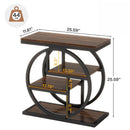 4 Tier Narrow End Table With Storage Shelves For Living Bedroom, Small Spaces - Rustic Brown by HouseOfZazla