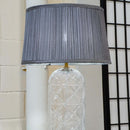Luxora Decorative Glass Table Lamp with Gold Finish and Grey Shade