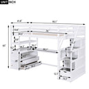 Loft Bed With Desk, Shelves, 2 Drawers, Storage Staircase